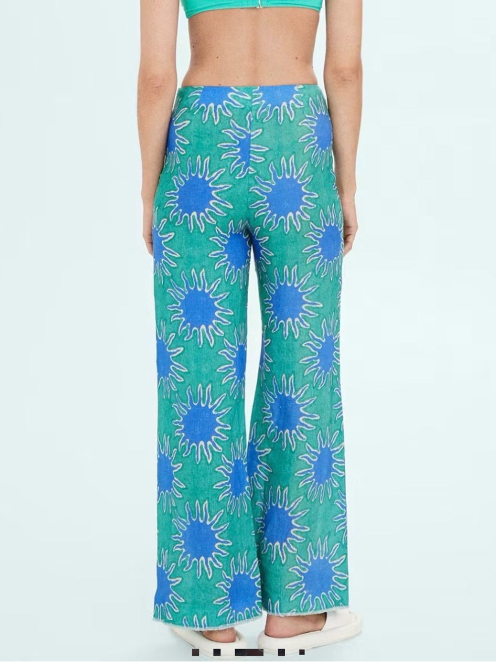 Simon Miller Blue & Green Wide-Leg Printed Pants - Picture 2 of 9